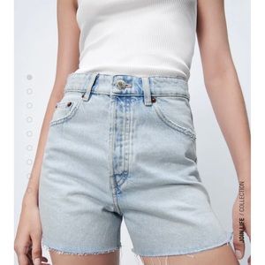 Zara Denim Shorts Slit Straight